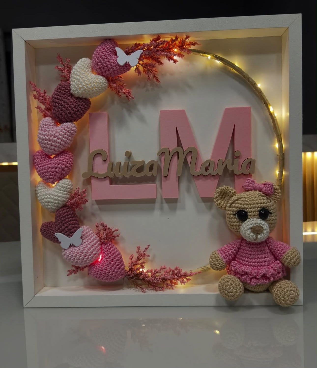 Porta Maternidade com nicho, iluminação LED e amigurumi e impressão 3D